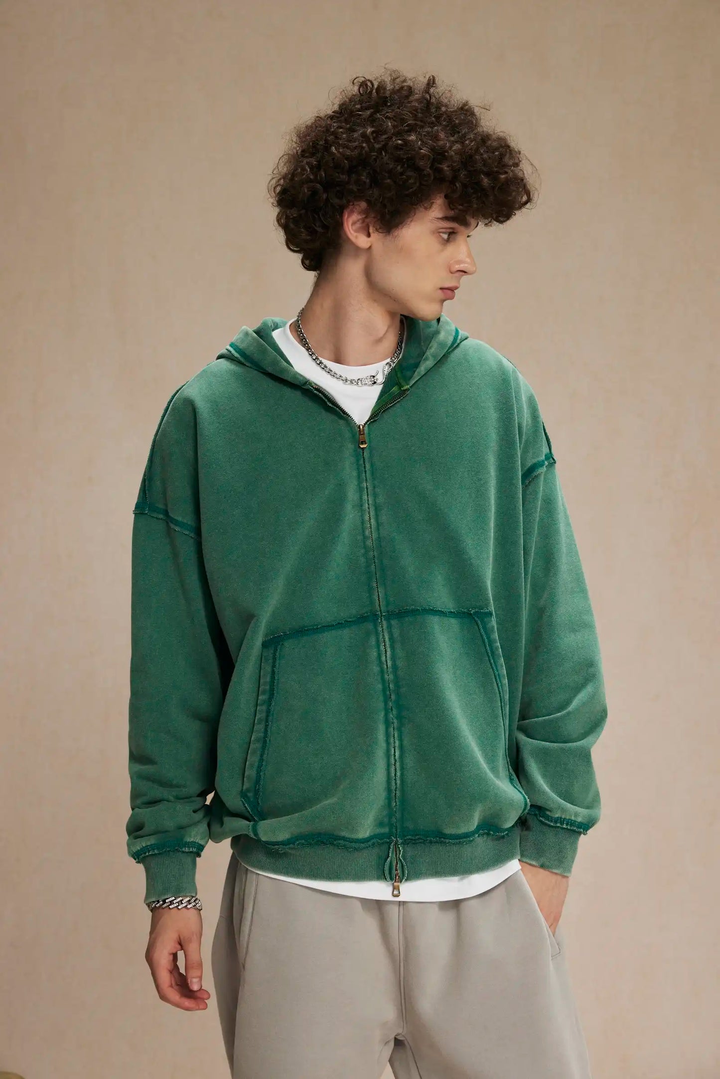 Halcyon loose-rimmed double-zippered hoodie