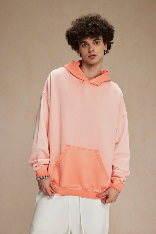 Anti-bottom color do old thin-section washing men's hoodie