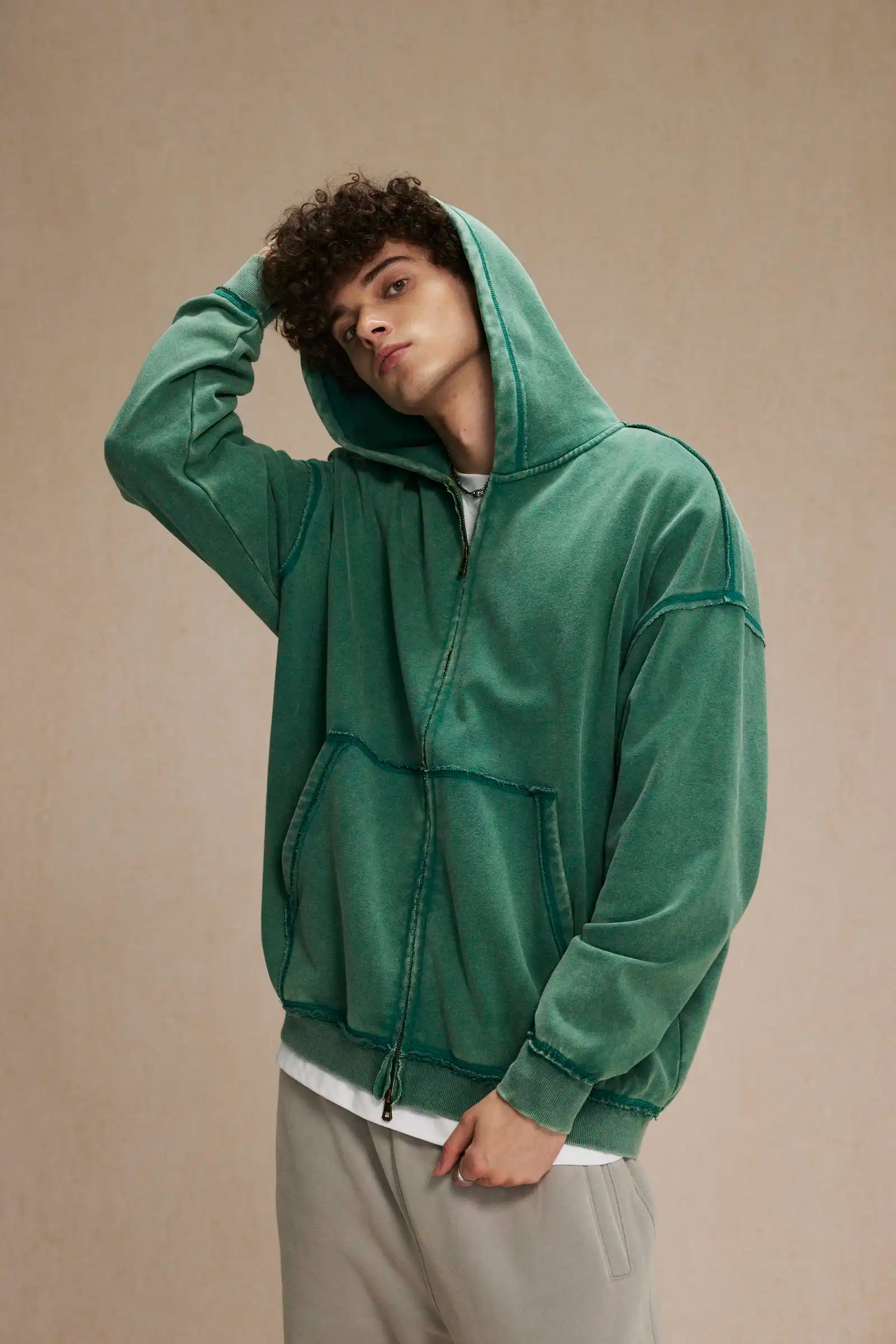 Halcyon loose-rimmed double-zippered hoodie