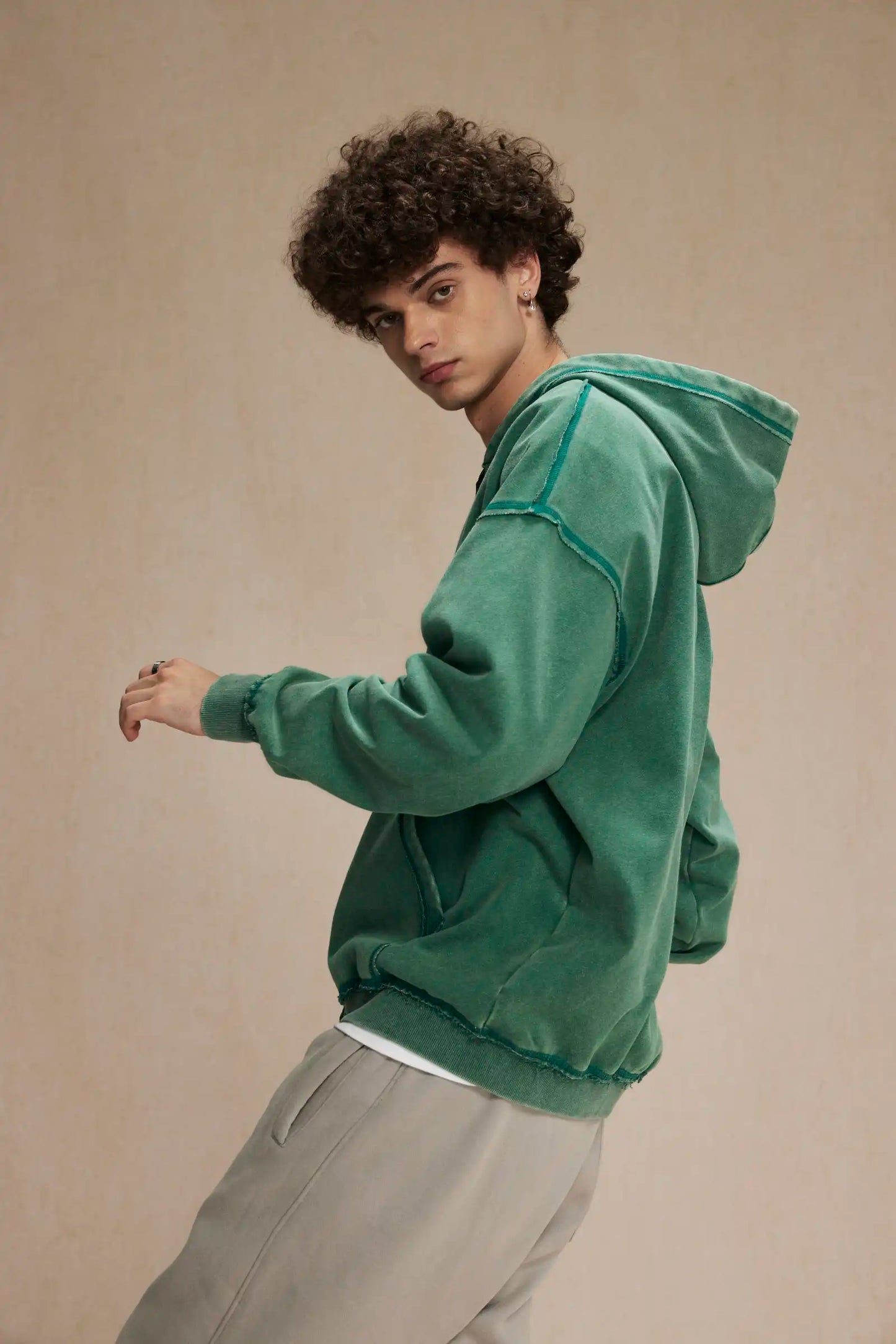 Halcyon loose-rimmed double-zippered hoodie