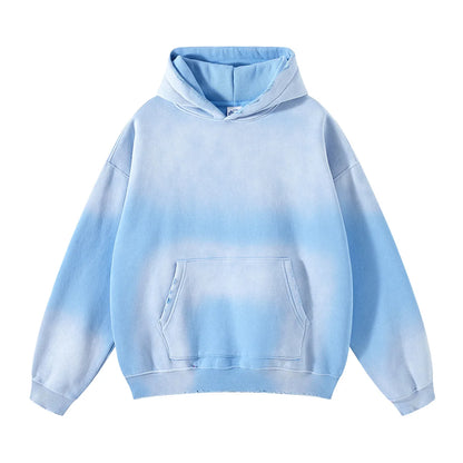 Solid Color Blanks plus fleece thicken spray-dyed aged hoodie