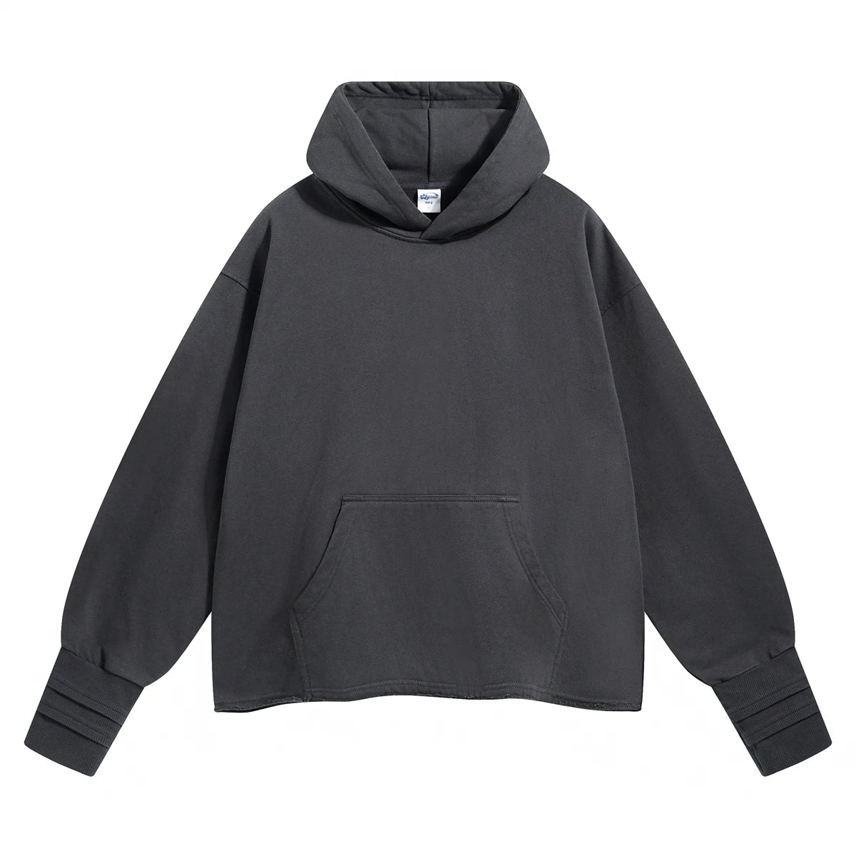 Hand-sleeve hoodie with folded threads