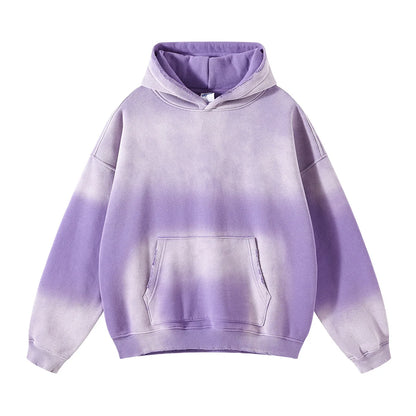 Solid Color Blanks plus fleece thicken spray-dyed aged hoodie