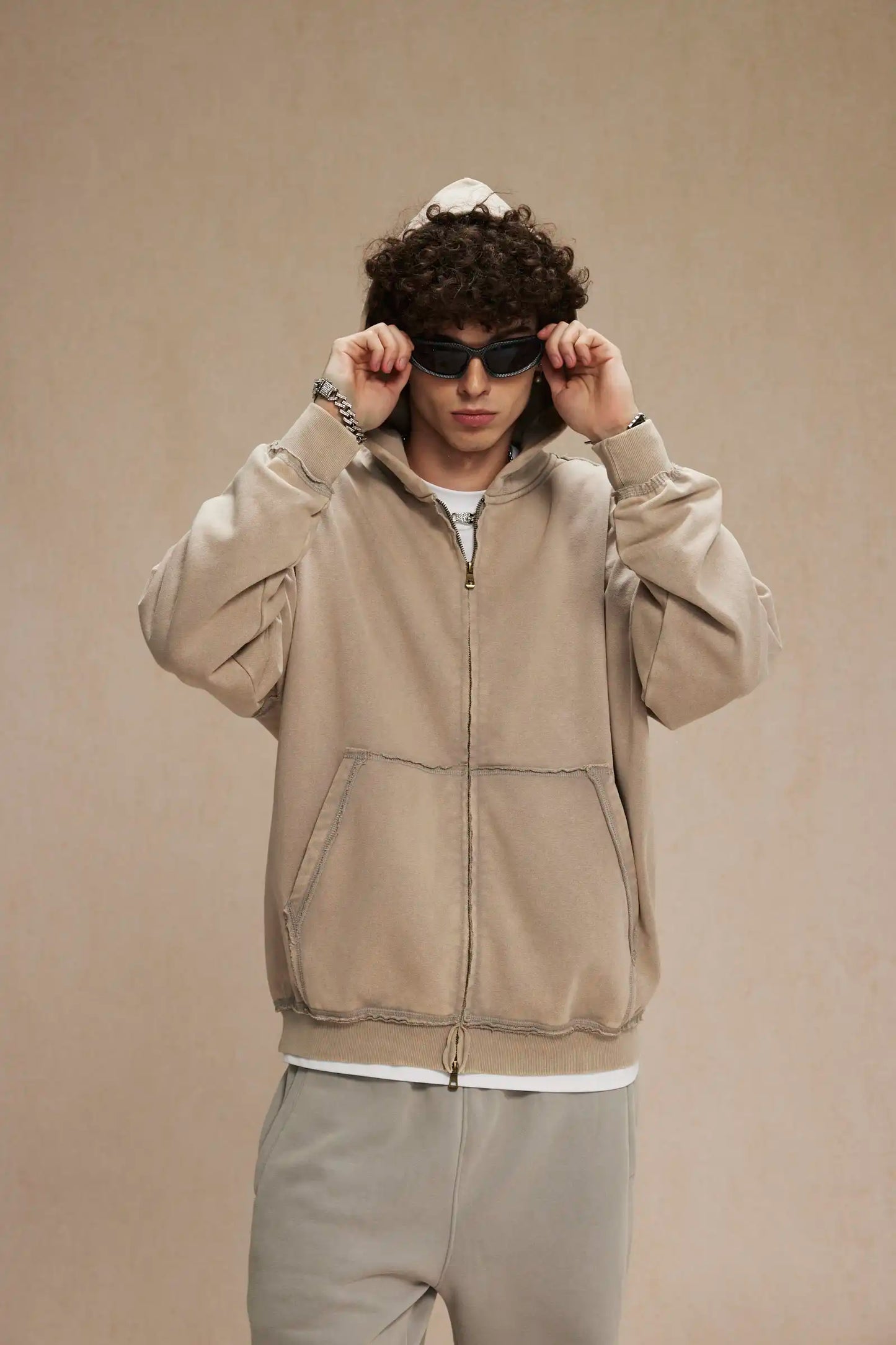 Halcyon loose-rimmed double-zippered hoodie