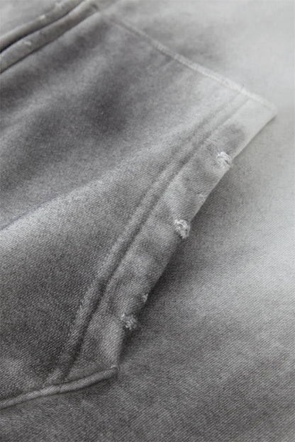 Washed thin zipper hoodie