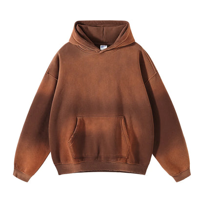 Solid Color Blanks plus fleece thicken spray-dyed aged hoodie